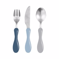 Sebra Børne Bestik - Powder blue & Grå